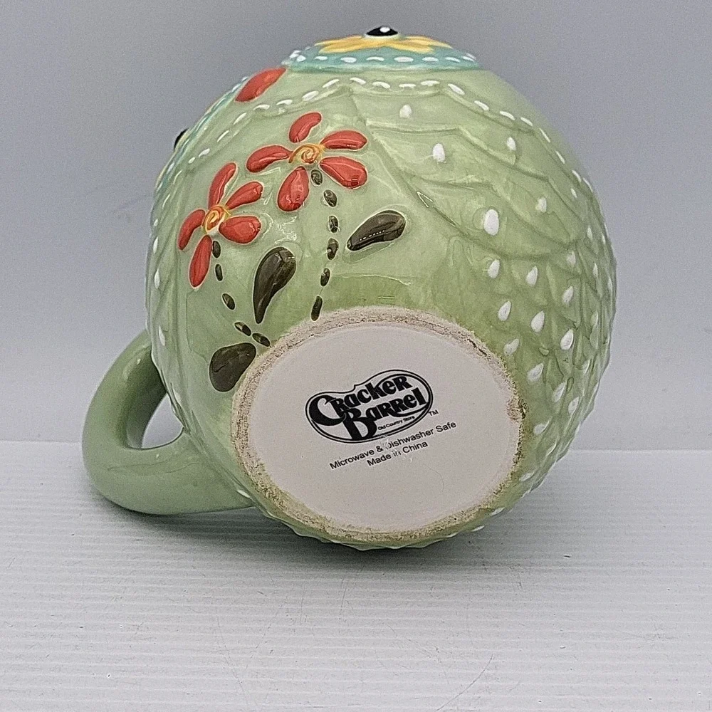 Cracker Barrel Owl Mug Large 20 Oz. Green Large Ceramic Mug‎